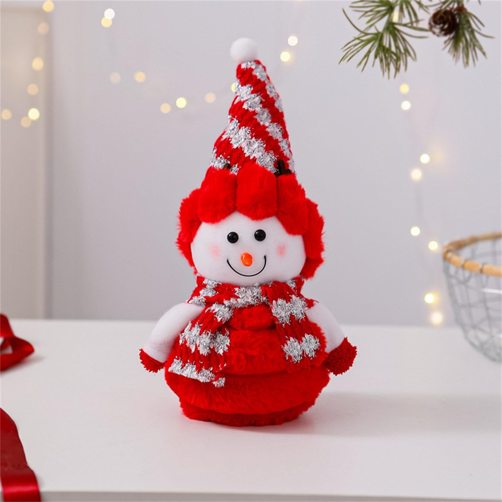 Decoración de muñeco de nieve de Navidad con algodón duradero para el hogar, oficina, vacaciones, fiesta, festival, festival, muñeco de nieve, adorno de peluche para fiestas de invierno, material de