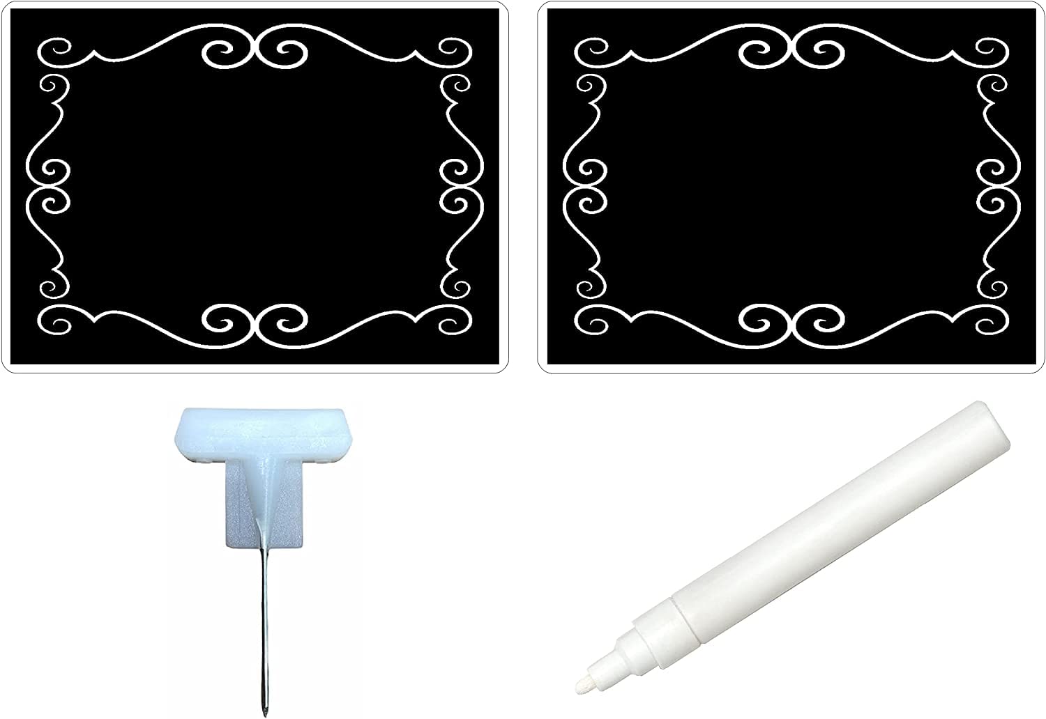 KIT 30 SEGNAPREZZI PLASTIFICATI 6,0X9,0 cm. +30 SUPPORTI +1 PENNARELLO BIANCO PER ALIMENTI