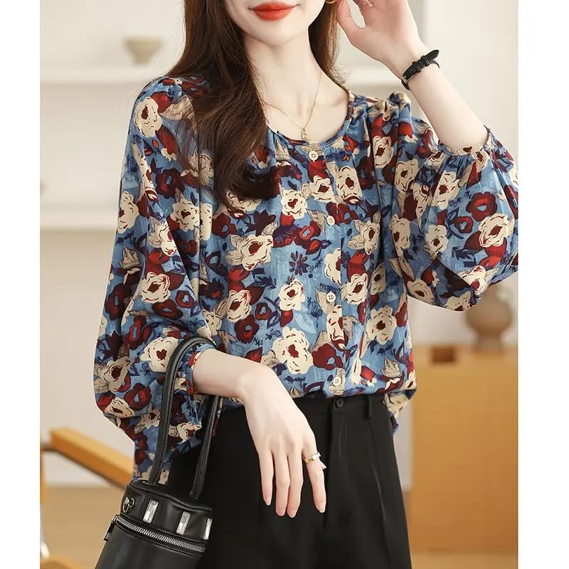 Image of TOPLOT Women's Shirt Top | Elegant Floral and Artistic Prints for a Stylish Look | Long Puffed Sleeves for a Trendy Touch | Stylish Available in Pack of 2 (5233)
