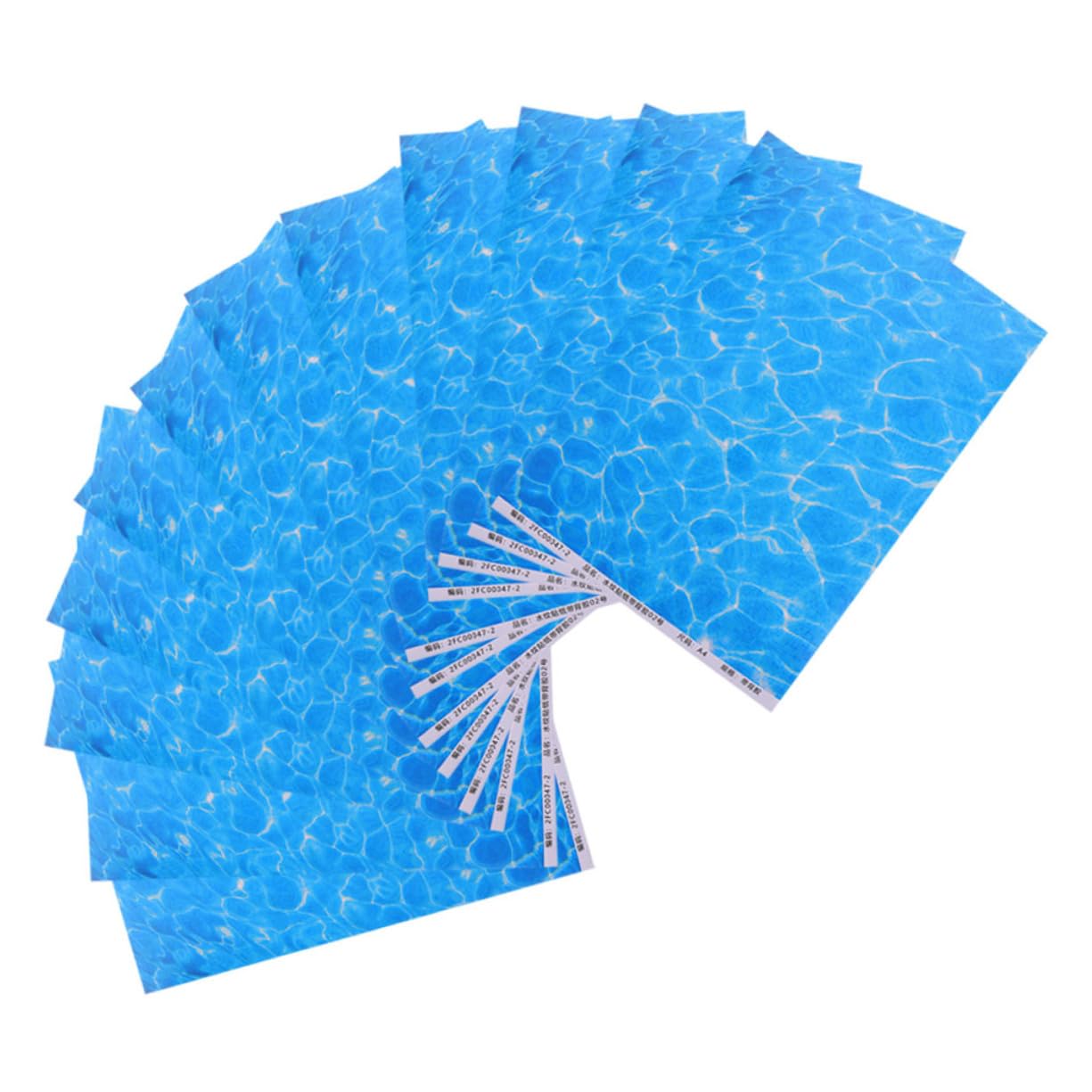 GOOHOCHY 12pcs Ocean Wave Scrapbooking Paper Pad Self Adhesive Sea Theme Stickers for Classroom Office and Party Decorations Vibrant Pearlescent Stream Effect Panels for Smooth Surfaces