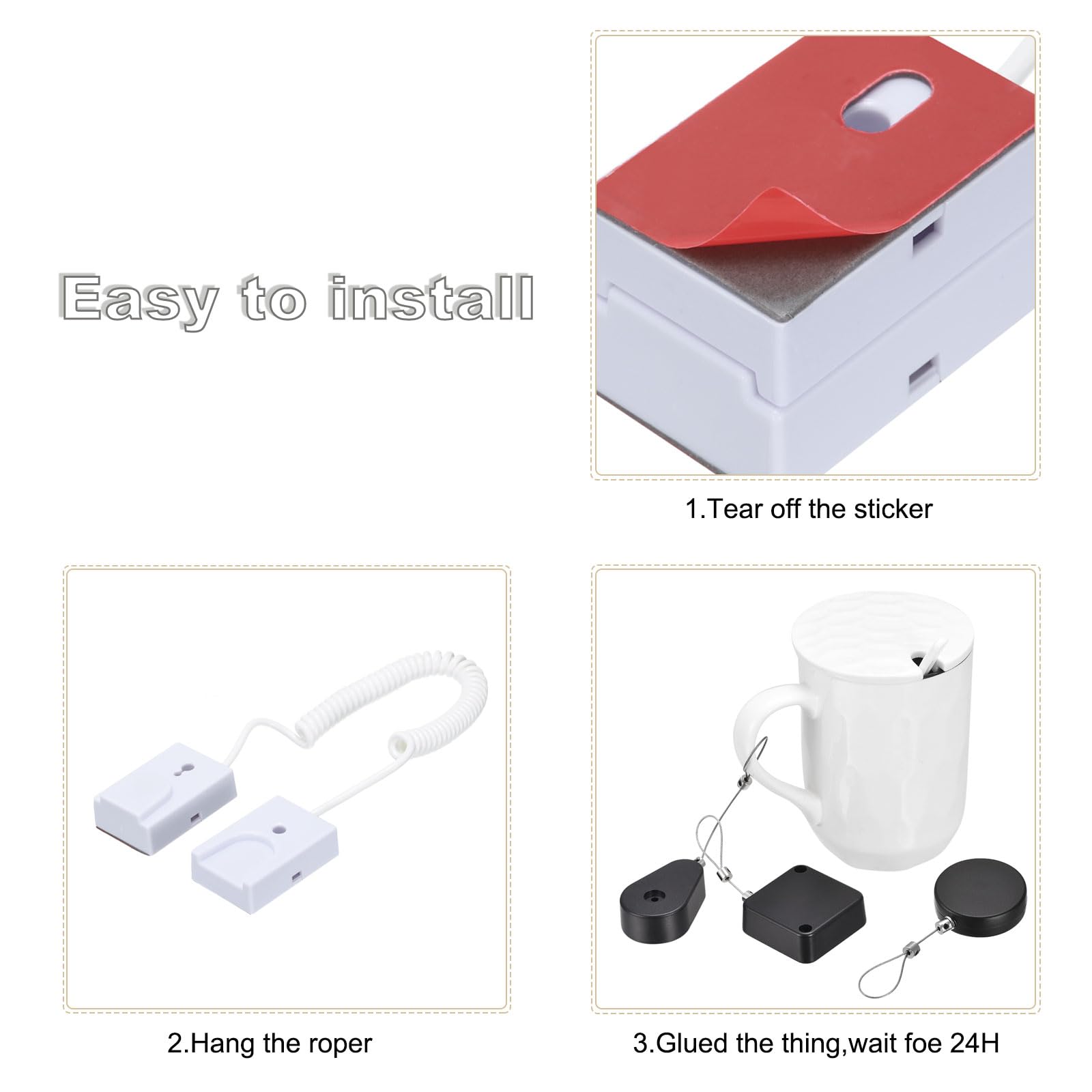 Cavo Sicurezza Retrattile QUARKZMAN - Anti-Smarrimento Per Telefono, TV, DVD, 100cm - Foto 9