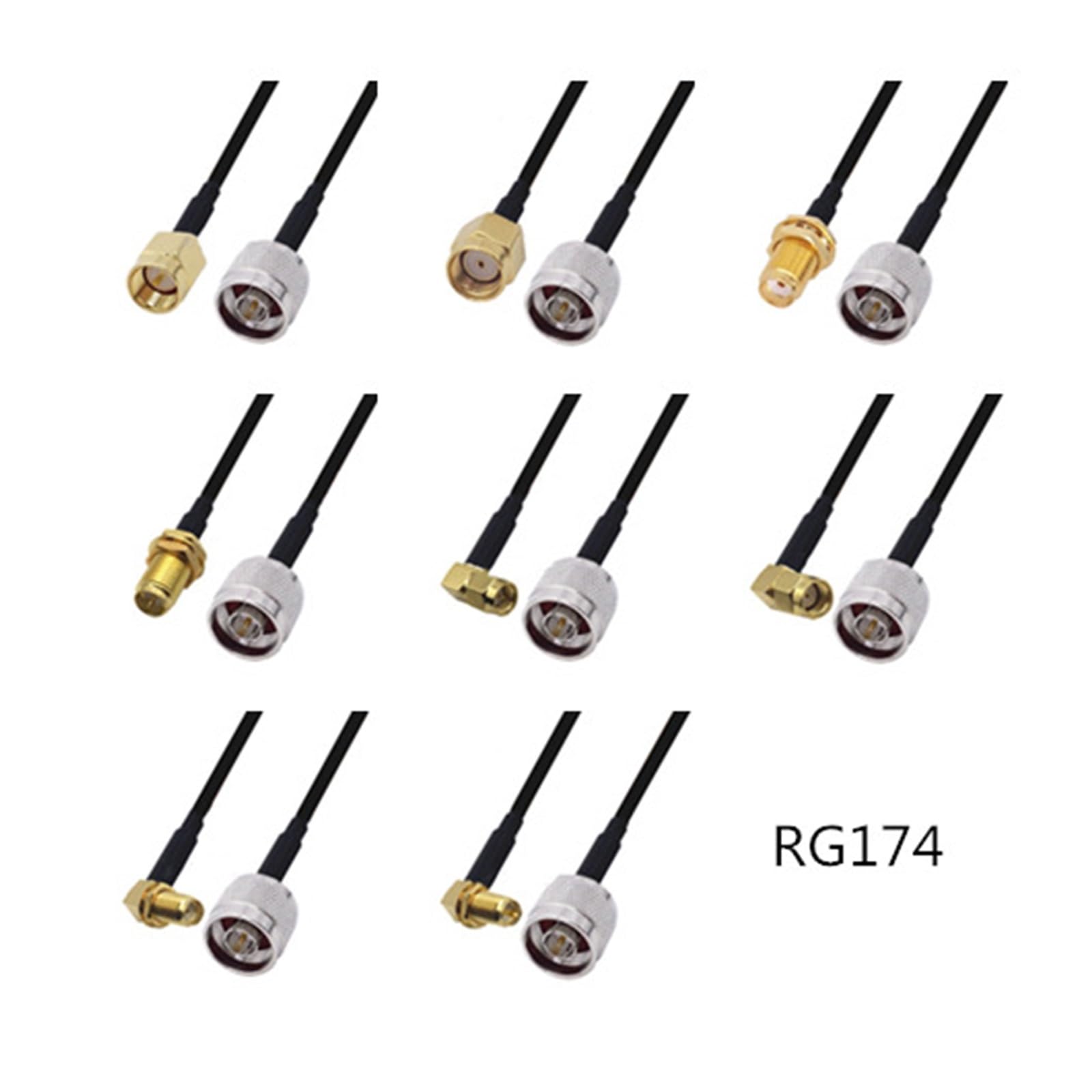 Câble RG174 N mâle vers RP-SMA mâle/femelle RG-174 R*/F coaxial Pigtail 0,1-10 m (2 m, blanc)