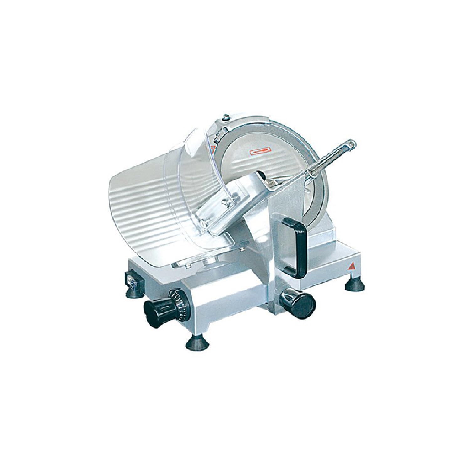 Ristoattrezzature Affettatrice per salumi a gravità professionale con affilatoio amovibile lama in acciaio Ø 250 mm 0.15 kW