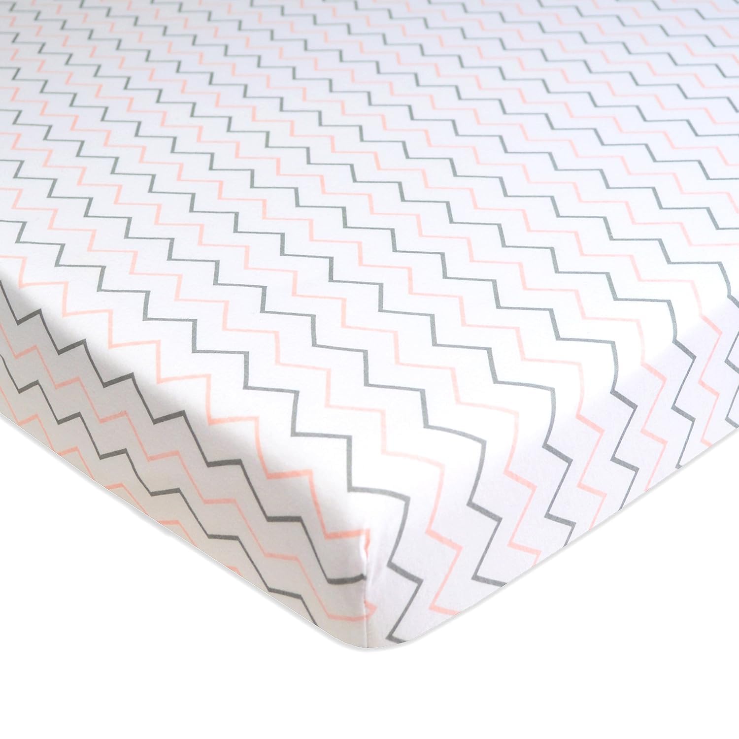 American Baby Company Lenzuolo con angoli elasticizzati per lettino, 61 x 96,5 cm, morbido, traspirante, neutro, 100% jersey di cotone, lenzuolo portatile, rosa a zig-zag, per ragazzi e ragazze