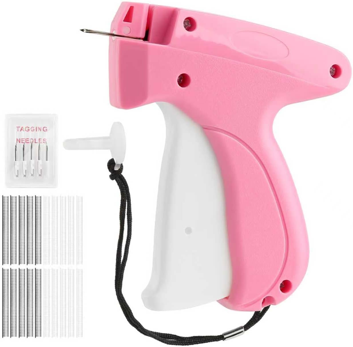 Stitch Gun for Clothing, Mini Sewing Stitch Tagging Gun for Clothes, Stitch Gun Quick Clothing Fixer with 6 Needles, 1000 Black & 1000 White Micro Fasteners(Pink)