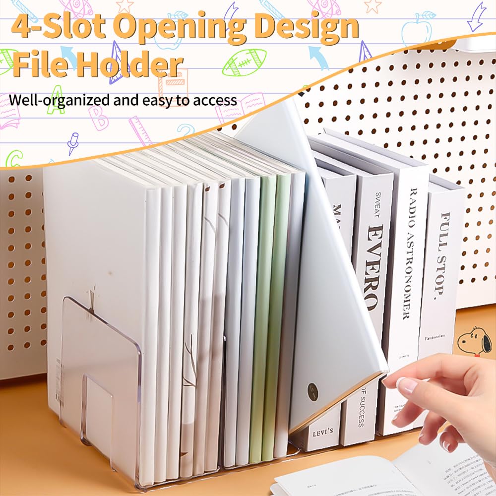 Porte-revues Triangulaire Métal - Lot De 4 - 9 Compartiments - 28x17,8x17 Cm - Organisateur Bureau - 11