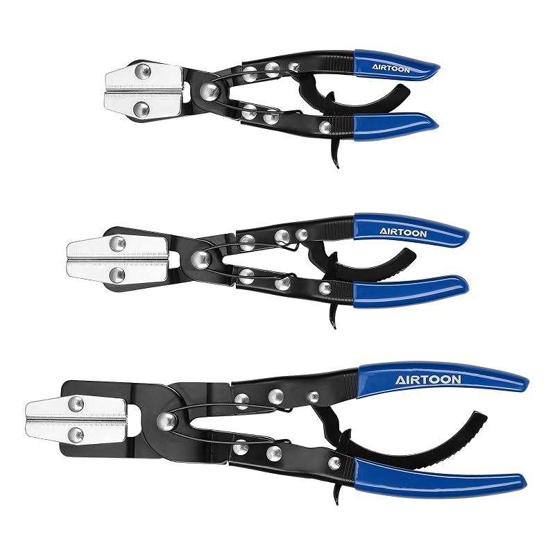 Kit com 3 Alicates de Pressão para Mangueiras AIRTOON AR077 com Travamento por Catraca, Azul