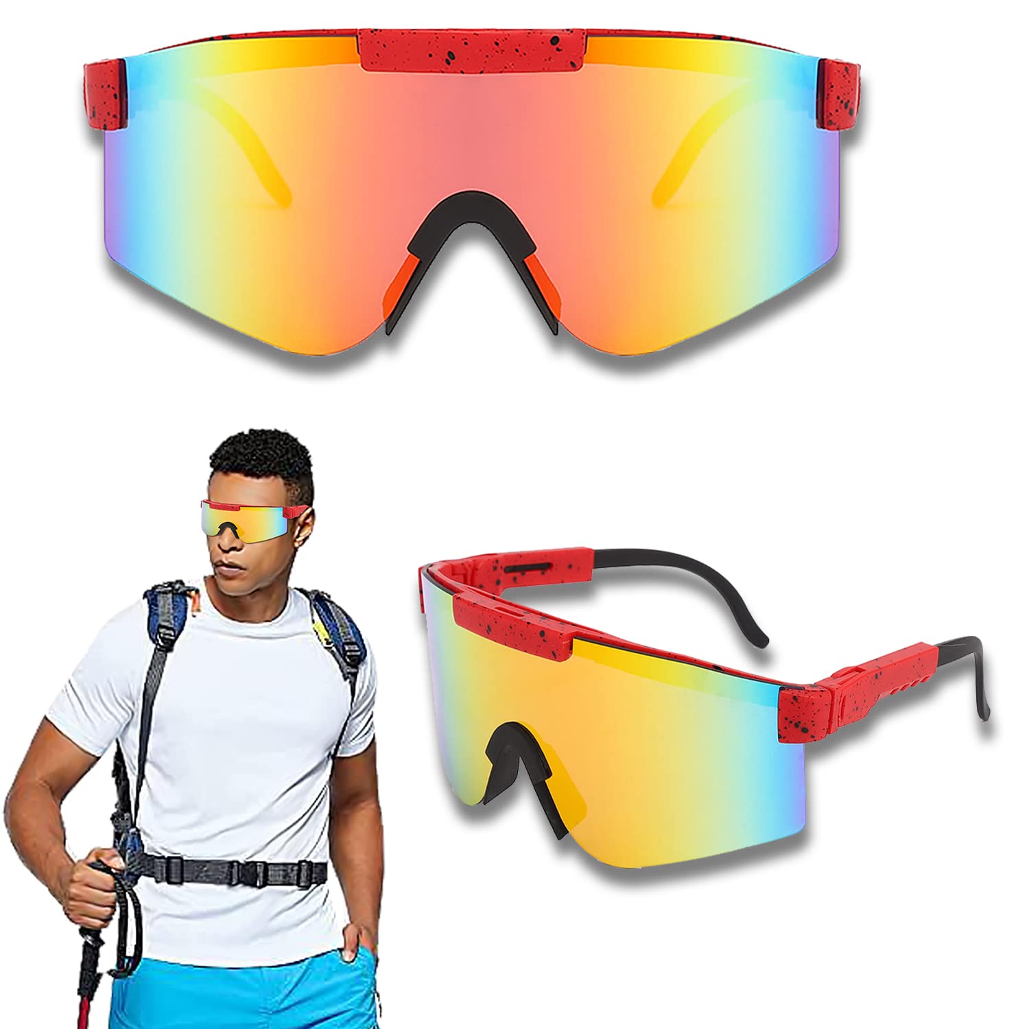 YISKY Gafas Ciclismo, Gafas de Sol Deportivas al Aire Libre, Gafas Sol Deportivas para MTB, Hombres Mujeres Gafas de Sol Deportivas Polarizadas UV400 para Andar Bicicleta, Correr, Escalar, Esquí