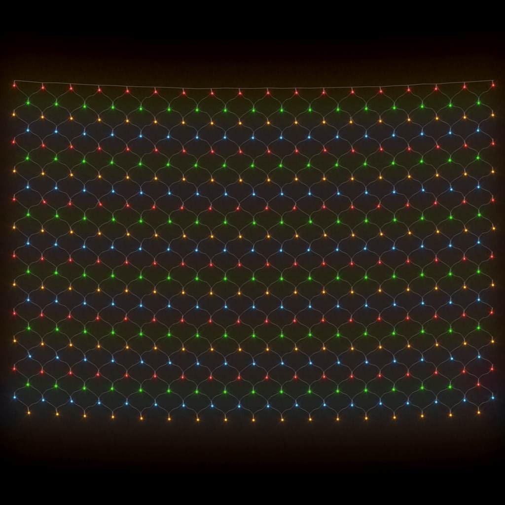 Weihnachts-Lichternetz 4x4 m 544 LED Bunt Indoor Outdoor PVC energiesparend mit 8 Lichteffekten und 5 m Verlängerungskabel für Garten Balkon Terrasse Fenster Party – IP44 wasserdicht