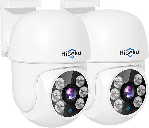 Panorámica de 355 e inclinación de 90 Hiseeu 5MP AHD CCTV PTZ Cámara de seguridad con cable para el hogar, 60 pies, visión nocturna transparente,