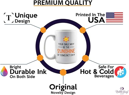 Miniatura 3 de Taza de café de la amistad de 15 onzas, color blanco, con texto en inglés Your Smile Sunshine, mejor amiga y hermana del alma, para mujeres, amigos,