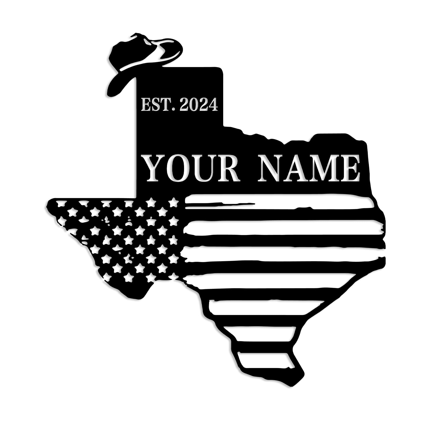 Kissesuu Texas D Texas Custom Metal Sign, Custom Texas Family Reunion Metal Wall Art Personalized Name Sign, Tx State Sign, Texas Welcome Sign, Texas Map, Texas Wall Art, Texas Gift (Texas D)