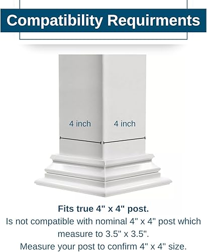 Miniatura 6 de WEATHERABLES Falda de poste de 4 x 4  Falda de poste de vinilo de alta calidad resistente a la intemperie con fácil instalación a presión en patios,