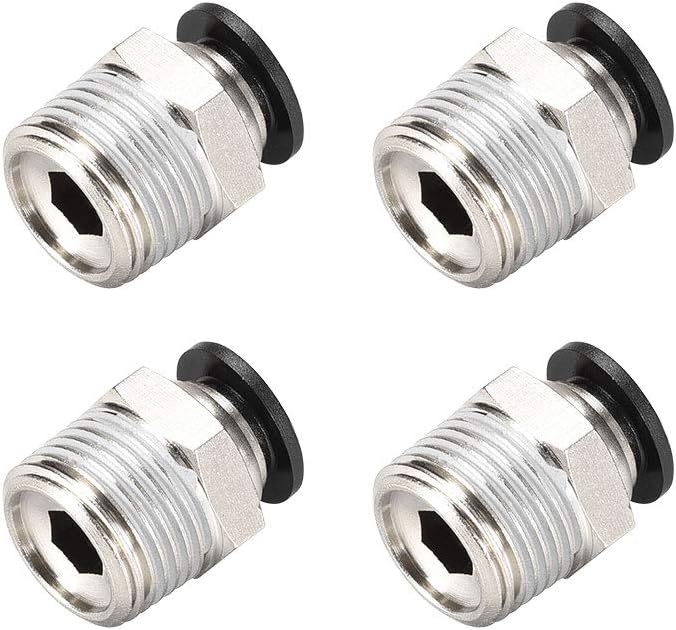sourcing mapa recto neumático empuje a conexión rápida accesorios 3/8NPT macho X 8mm tubo OD tono plata 4pcs