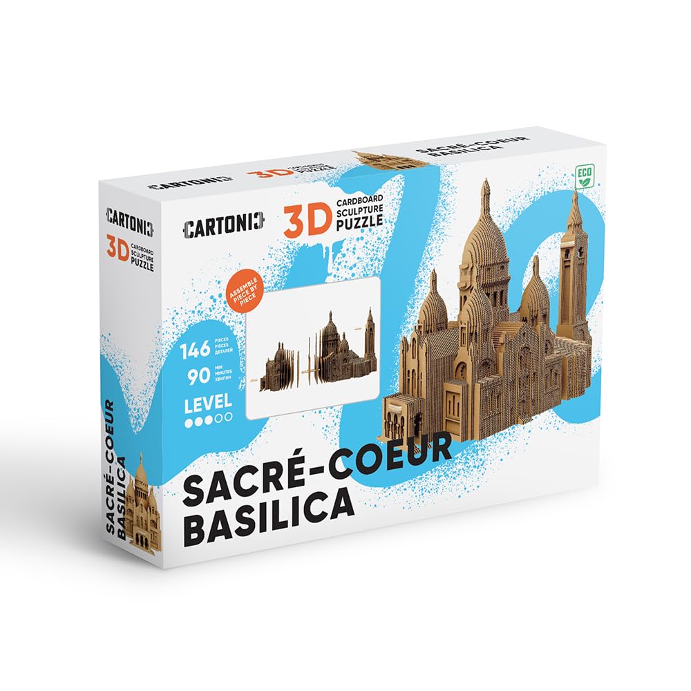 Basilica Sacré-Cœur Puzzle 3D in Cartone – Modellino da Costruire | 146 Pezzi, 22 × 17 × 12 cm – Kit Scultura Fai da Te da Dipingere, Materiali Riciclati, Ragazzi e Adulti, Idea Regalo