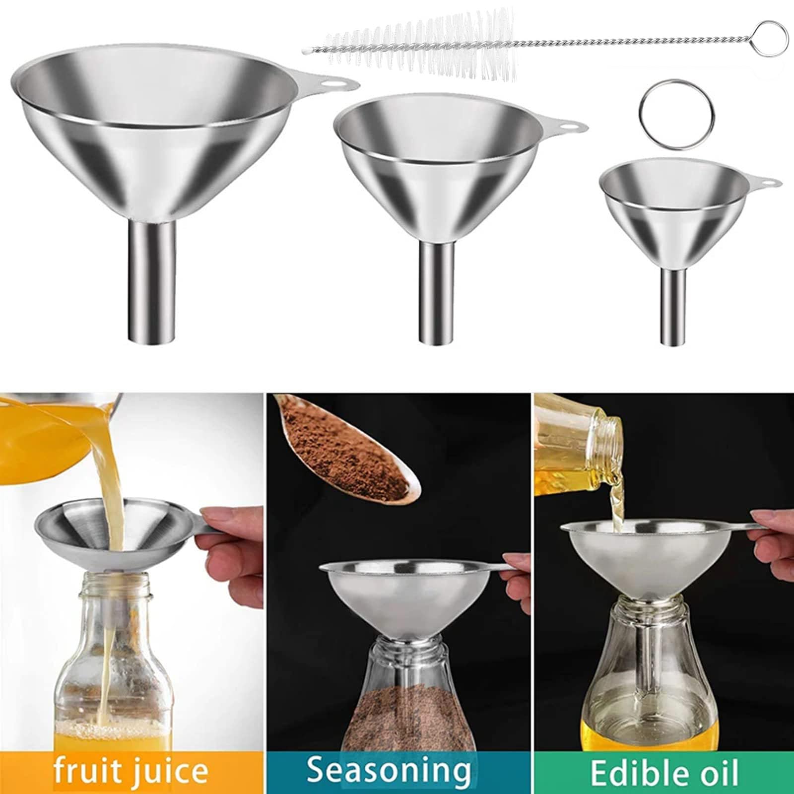 Ensemble d'entonnoirs en acier inoxydable Entonnoir de cuisine doré