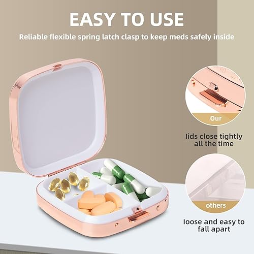 Miniatura 2 de Simple Metal Portátil Mini Caja de Medicina Caja de Almacenamiento (3 Compartimentos Rosa)