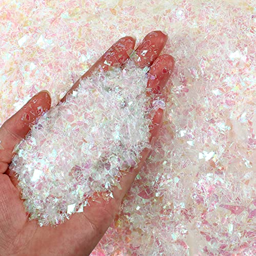 Aoriher Neve Finta Iridescente Metallica Neve Glitterata di Natale da 8.8 Once per Artigianato Polvere Floccata di Neve Decorazione di Fiocchi di Neve Artificiale per Albero di Natale e Capodanno