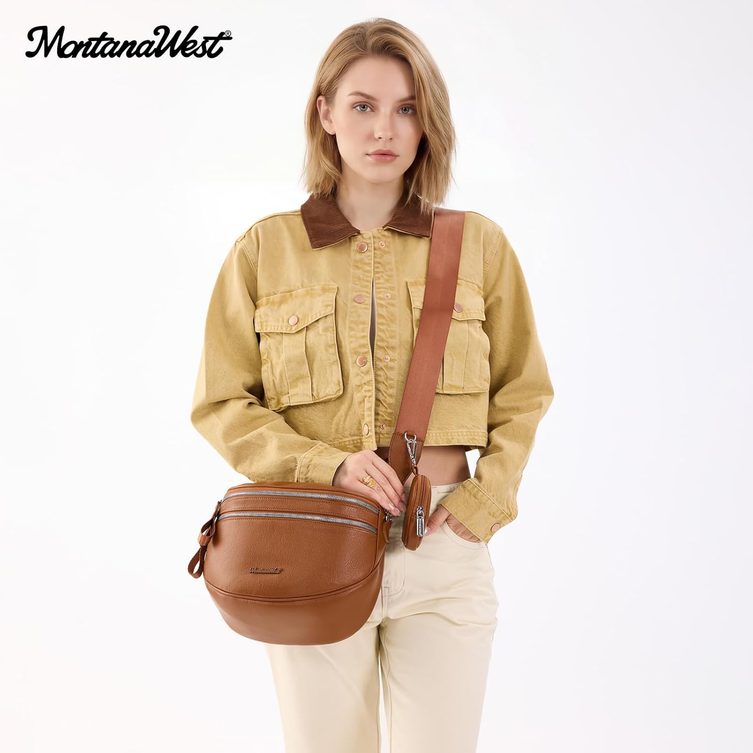 Montana West Crossbody Bags for Women Large Bum Bag Sling Belt Purse Fanny Packs with Adjustable Wide Strap