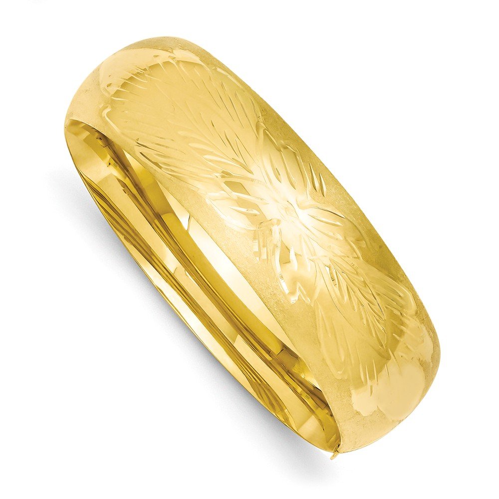 Sonia Jewels 14k Yellow Gold 13 16 Florentine Engraved Hinged Bangle Cuff Bracelet 7 Width 21mm