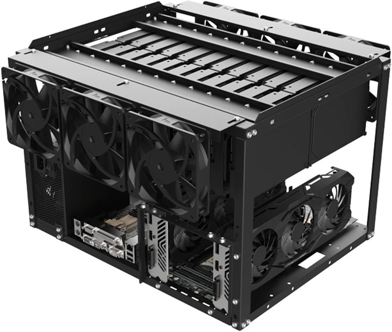 Kingwin ビットコインマイナーリグケース 6、8、12GPUマイニングスタッカブルフレーム - エキスパート暗号マイニングラック  マザーボード用配置付き -並行輸入品 : 12GPU用マイニングリグフレーム、スチールオープンエア