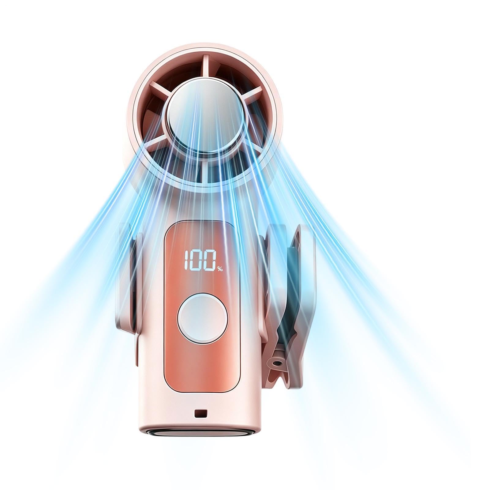 Ventilador de refrigeración de mano USB, miniventilador portátil 360 grados con clip LED