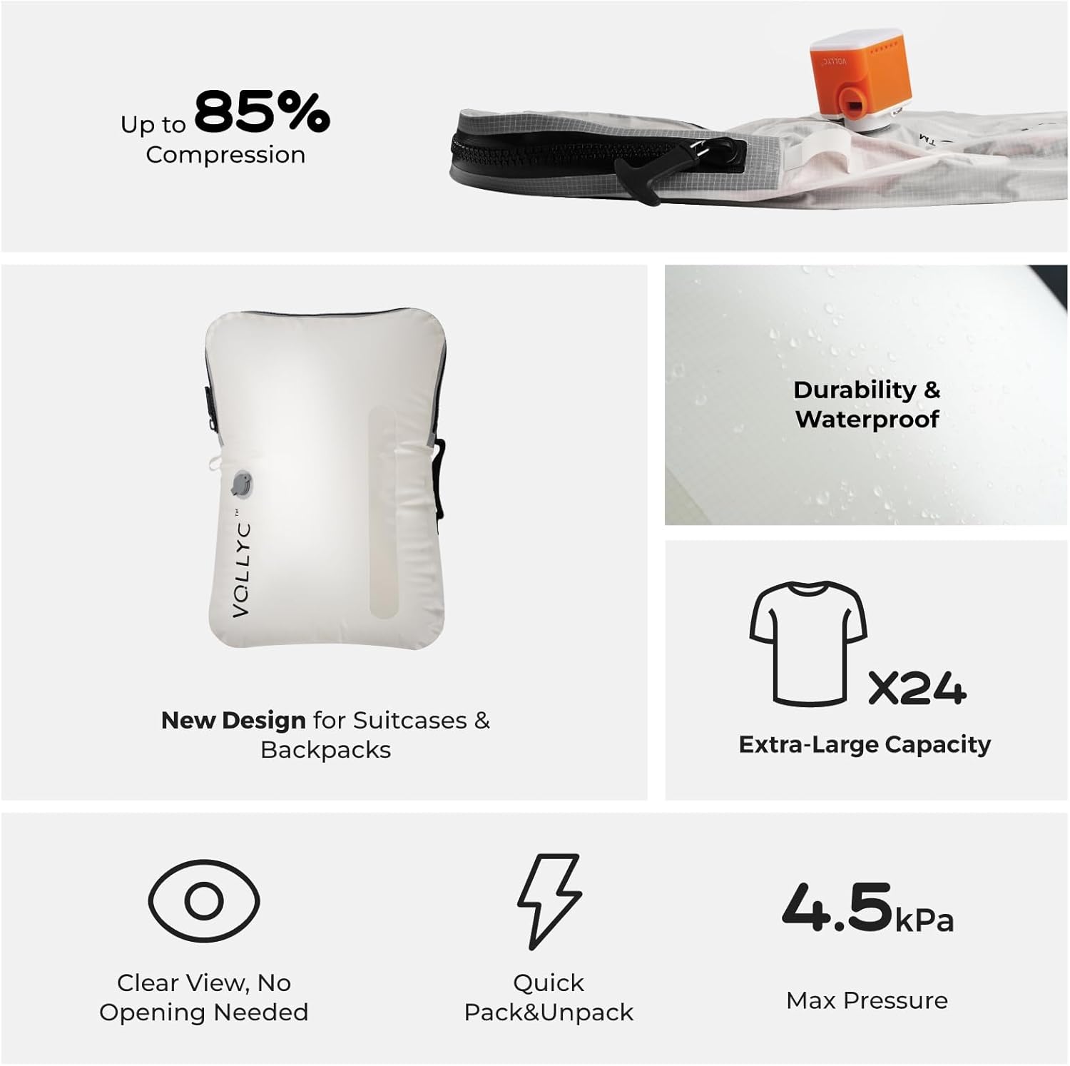 Travel Vacuum Bags with Pump, 25L Large Capacity Vacuum Bags for Travel, IPX7 Waterproof, Open Zipper, Reusable Travel Essentials Compression Bags for Luggage Backpack Suitcase Home Storage - Image 7