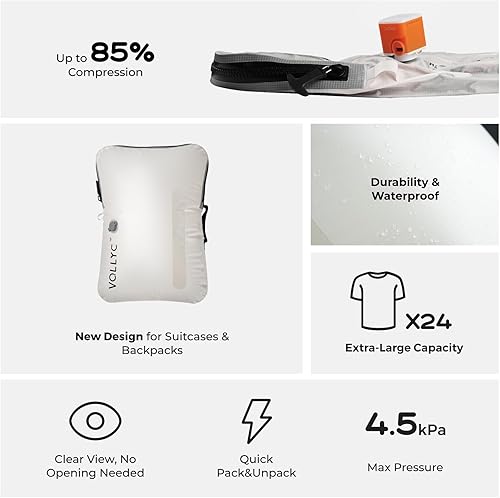 Miniatura 7 de Bolsas de vacío de viaje con bomba, bolsas de vacío de gran capacidad de 25L para viajes, IPX7 impermeables, con cierre de cremallera, bolsas de