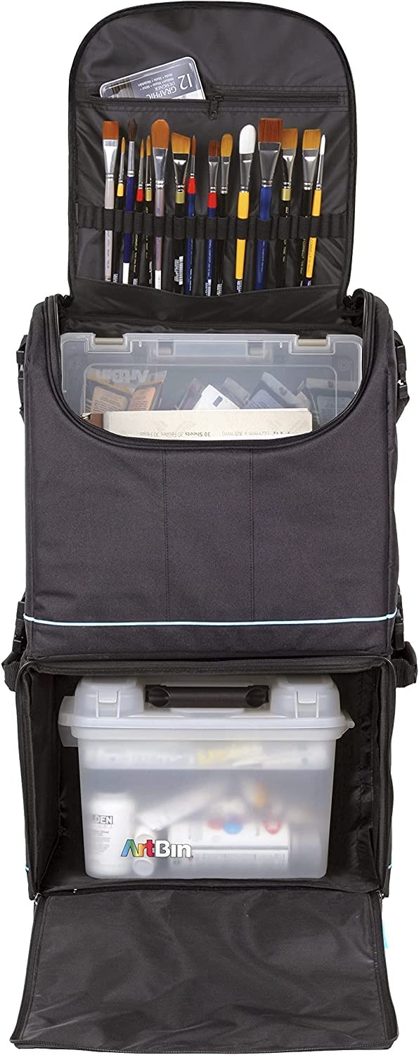 ArtBin 6922SP Tote Express Rolling Portable Art Craft & Sewing Storage Organizer Bag with Wheels-Fits Sewing Machine, 0, Black/Aqua by ArtBin - Used condition - US$123.74