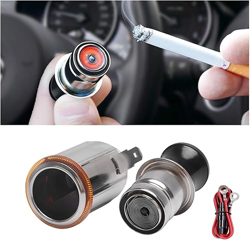 Miniatura 1 de AUCELI Enchufe para encendedor de cigarrillos femenino, enchufe de encendedor de cigarrillos automático de 12 V-24 V con botón de expulsión y cable,
