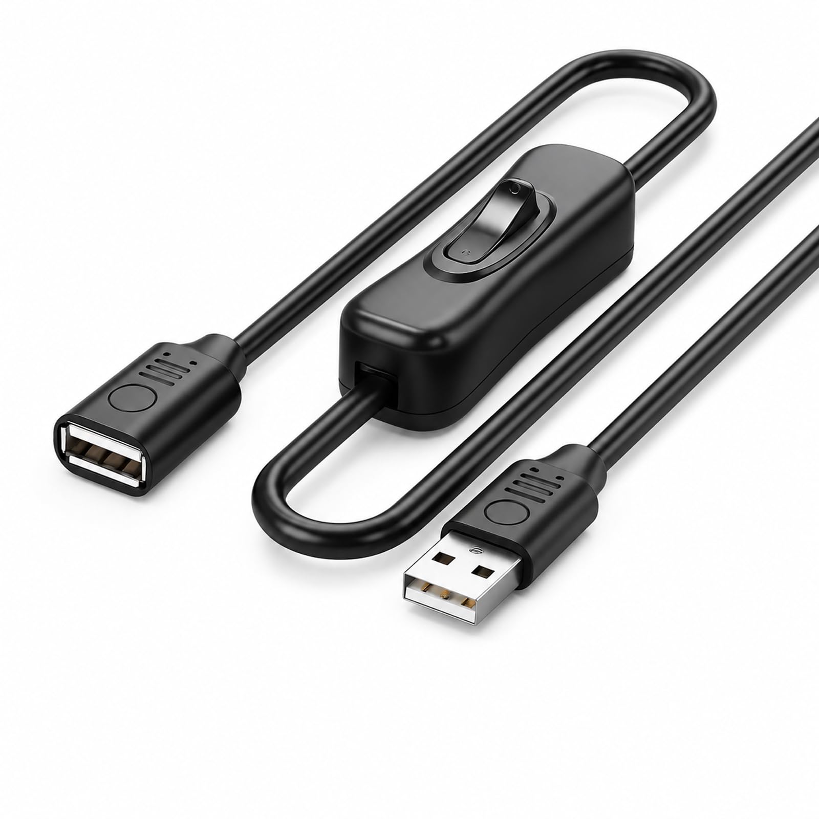 Leloco USB 2.0 Verlängerung mit Schalter On Off 0.5m für PC | USB Kabel Schalter aus PVC. Typ A Stecker auf Buchse. Ideal für LED, Ventilator und Dashcam. Unterstützt 480Mbps