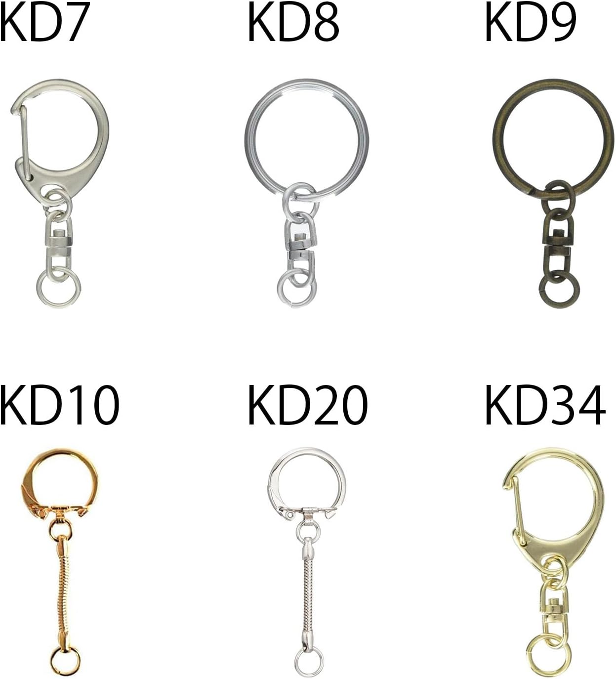 NBK KD17-100 One-Touch Key Holder with Swivel Can, 100 Pieces, Total Length 2.0 inches (5.2 cm), Gold