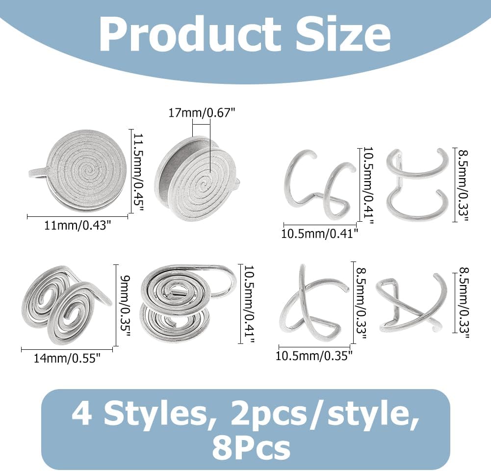 Pressure Earrings for Keloids Stainless Steel Non-Pierced Earrings Cuff Earrings Spiral Compression Earrings Adjustable Clip Earrings for Women Men Ladies