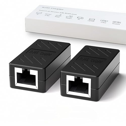 Vista 19 de Dingsun Acoplador RJ45, extensor Ethernet para conector hembra a hembra Cat7/Cat6/Cat5e/Cat5 (10, negro)