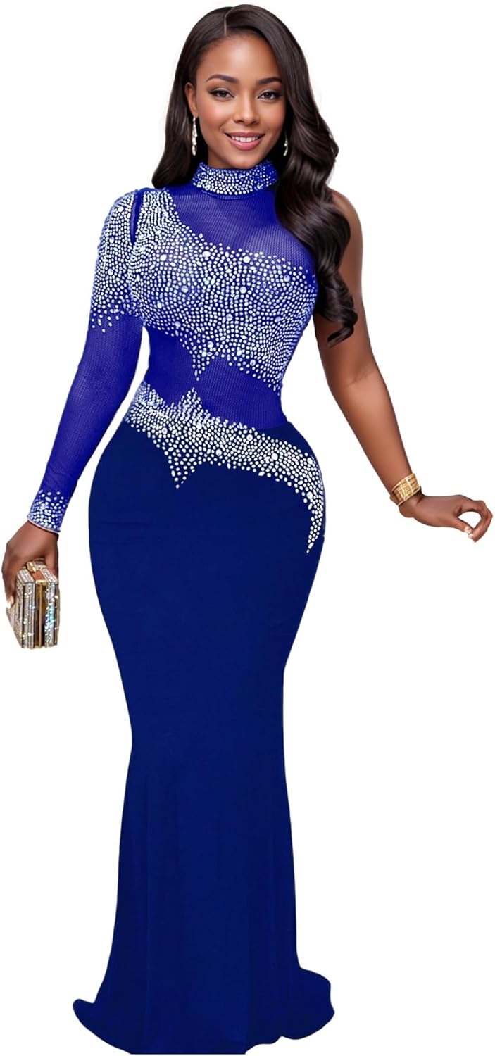 Nagfar Women Rhinestone and Sequin Birthday Party Sexy Club Night Out Holiday New Years Formal Dress