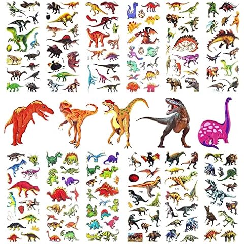 3D Dinosaur Stickers for Kids, 12 Sheets Realistic Dinosaur Puffy Stickers, DIY Decoration Animal Stickers for Scrapbook, Reward Prizes, Dinosaur Themed Birthday Party Favors Supplies Cover