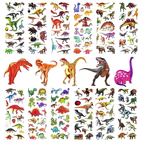 12 Blätter 3D Puffy Dino Sticker, Cartoon Dinosaur Stickers 3D Puffy Aufkleber Set, Kinderaufkleber Dinosaurier Partygeschenke für Dinosaurier Geburtstag Party Cover