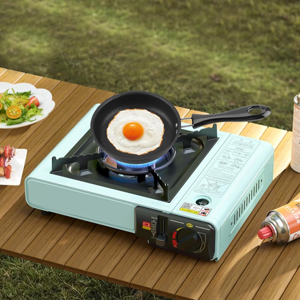 Mini Frying Pan, Single Egg Pan Nonstick Serve Eggs Round Omelet Individual Skillet Anti Heat Rubber Long Handle Small Tiny Pans Home Kitchen Cookware Utensil for Pancake Stove Gas Induction Hob - Image 2