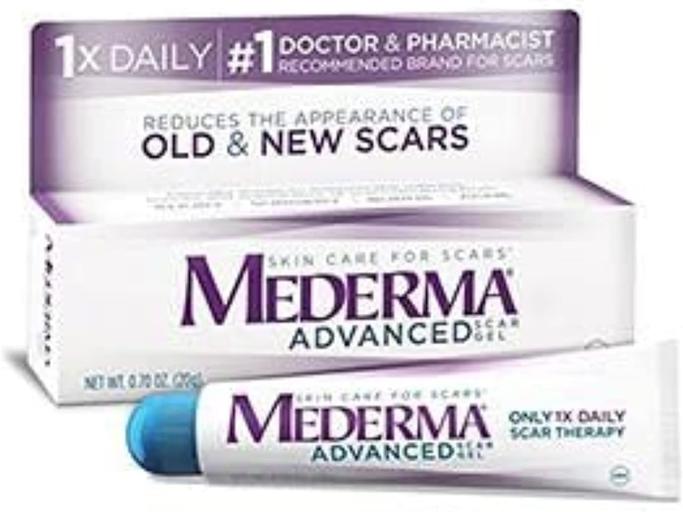 Mederma Advanced Scar Gel - 1x Daily: Use less, save more - Reduces the Appearance of Old & New Scars - #1 Doctor & Pharmacist Recommended Brand for Scars - 0.7 ounce, 0.7 Ounce