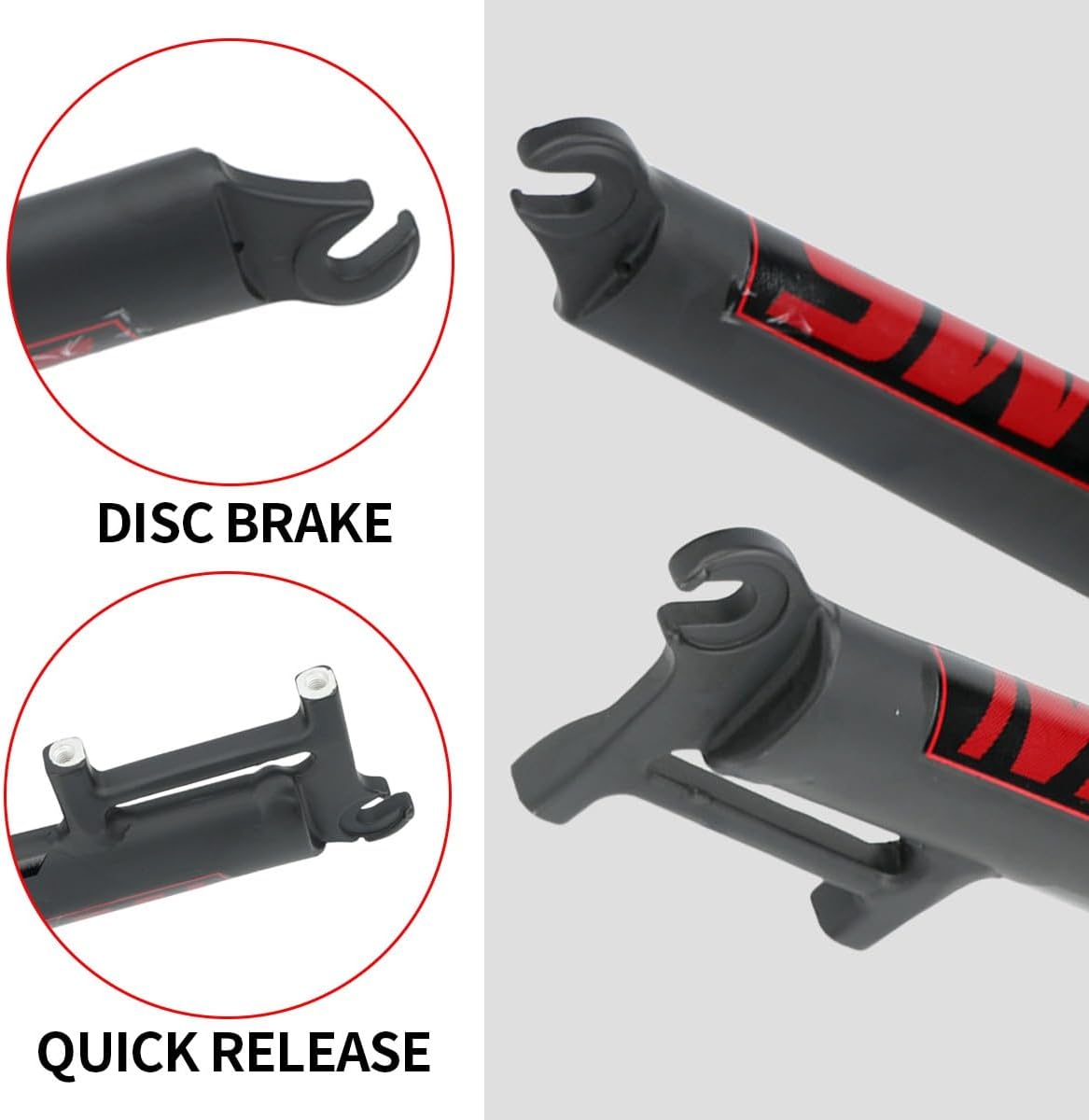 Bikes Rigid Suspension Forks 1-1/8" Threadless Straight Steerer Universal 26/27.5/29" Disc Brake 9 * 100mm QR Mountain Bike Front Fork Aluminum Alloy Super-Light Hard Forks