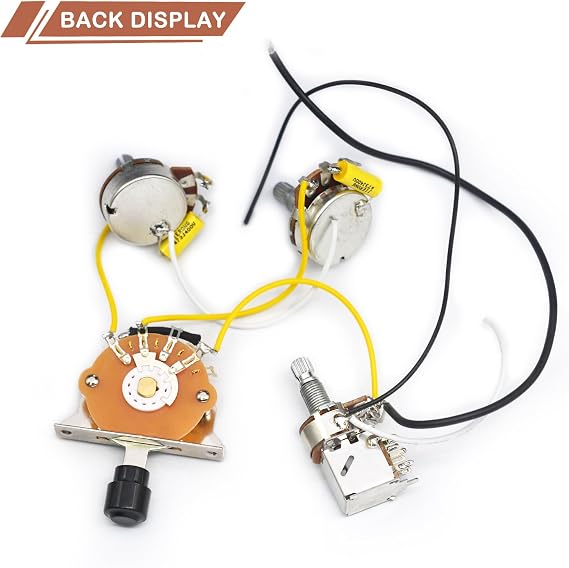 SAPHUE 2T1V Coil Splitting Guitar Wiring Harness Prewired Circuit 5 Way Blade Switch/Push Pull-500K Switch Guitar Harness