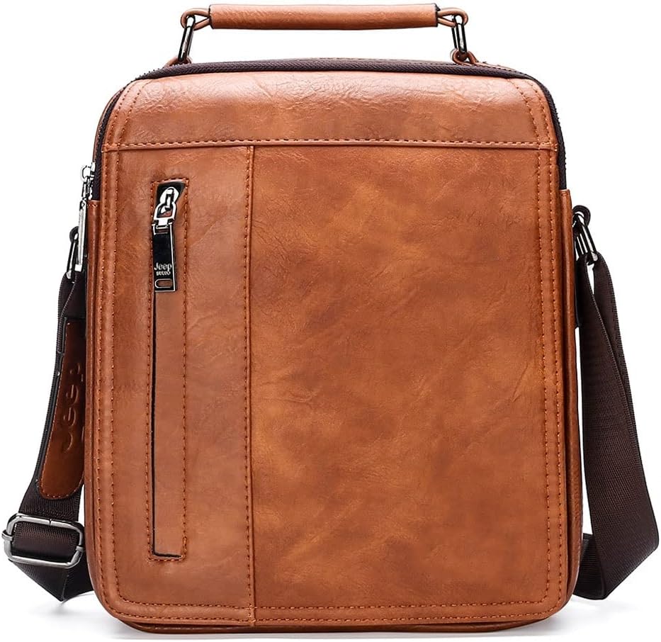 Men's Messenger Shoulder Bag Fashion Split Leather Crossbody Man Bags Big Capacity For 9.7 In