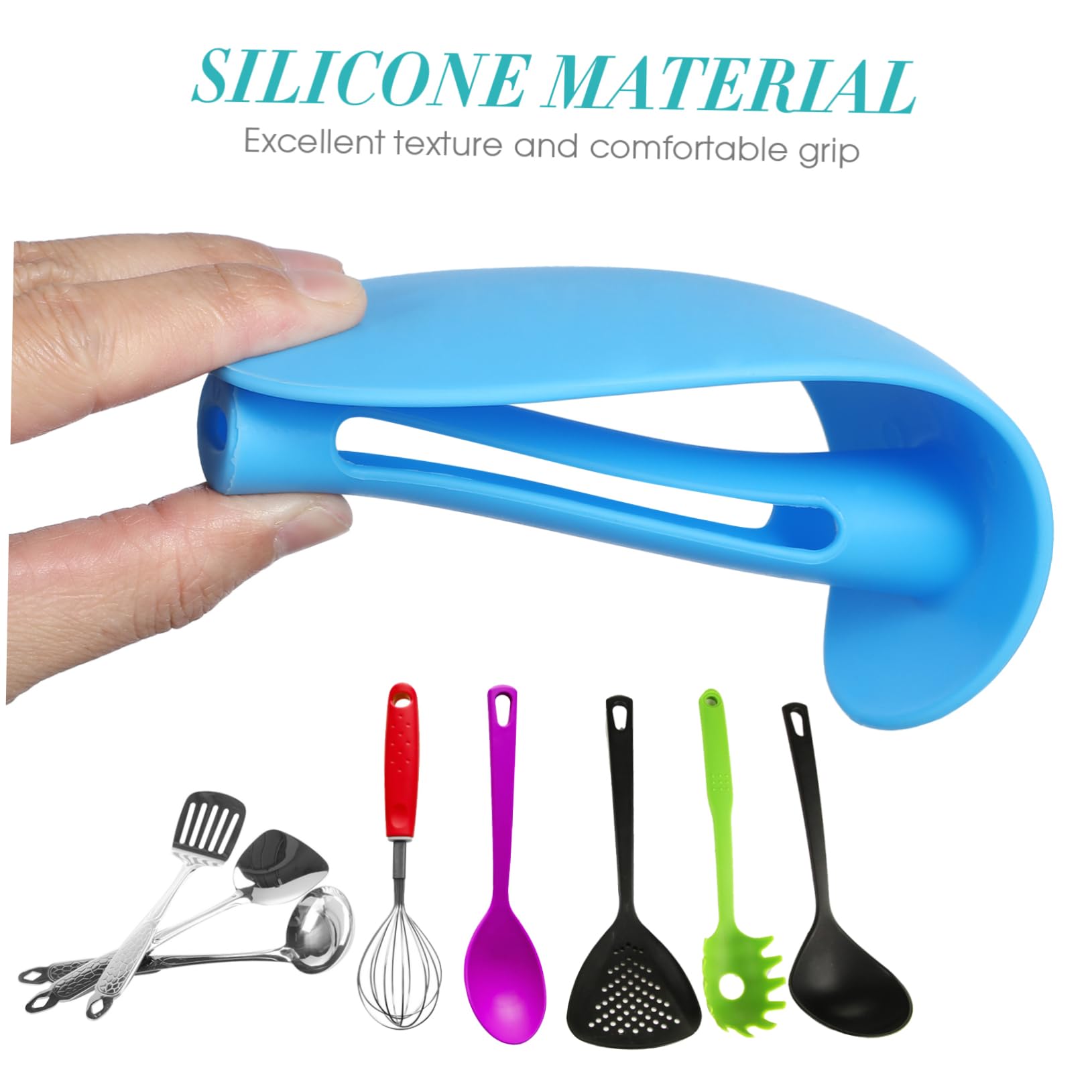 COLLBATH 1pc Heat Resistant Oil Splashing Spatula Cover Hand Protector Kitchen Gadget for Cooking Blue Comfortable Grip Material Streamlined Design Prevents Oil Splash