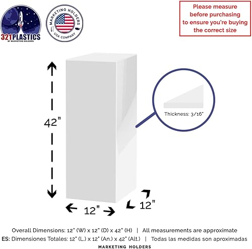Miniatura 96 de Marketing Holder - Cubo de exhibición alto de 12 x 12 x 42 pulgadas, soporte de escultura artística de plexiglás acrílico, columna elevadora hueca