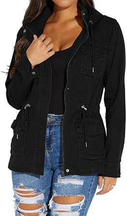 VisiChenup Casual Jacket for Women Fall Long Sleeves Utility Trendy Coat with Zipper Pocket
