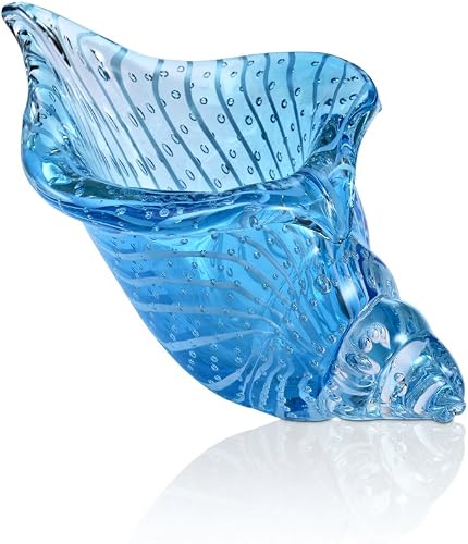 Art Glass Clear Blue Shell