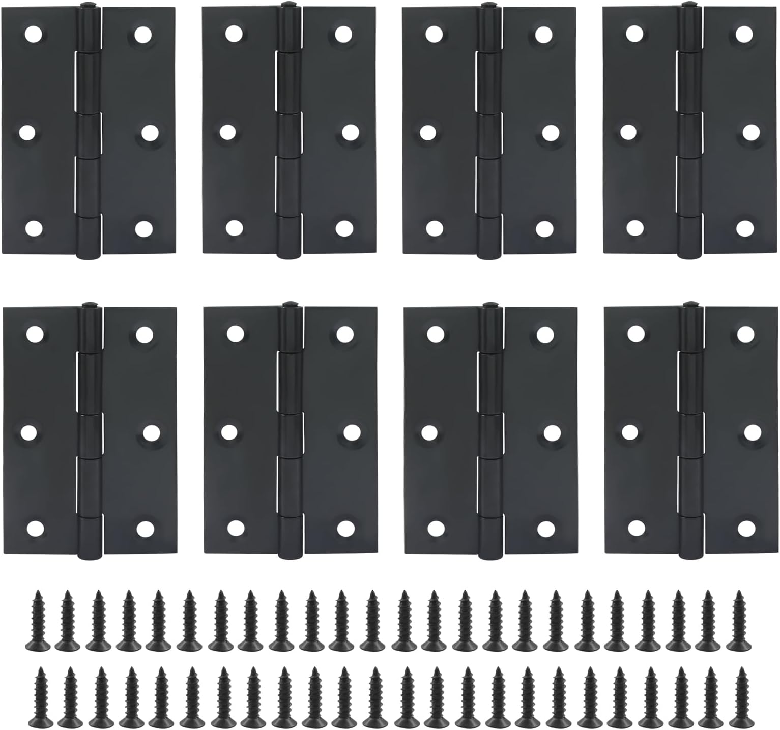 BokWin 8 Pack 3 Inch Black Door Hinges Black Butt Hinges for Furniture, Doors, Windows, Case Lids & Chests Stainless Steel Smooth & Quiet Operation Easy Installation