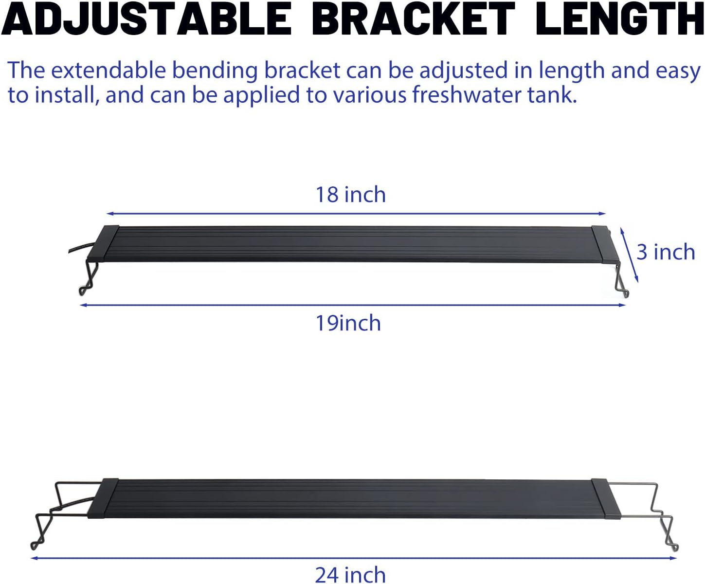 WaterRebirth Aquarium Lights Fish Tank Light 10 20 30 55 Gallon Planted Aquarium LED Light with Switch (18-24") (Pack of 2)