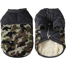 Vecomfy Fleece Lining Warm Dog Coats for Small Dogs Waterproof Puppy Jacket with Front Legs for Winter Green Camo M
