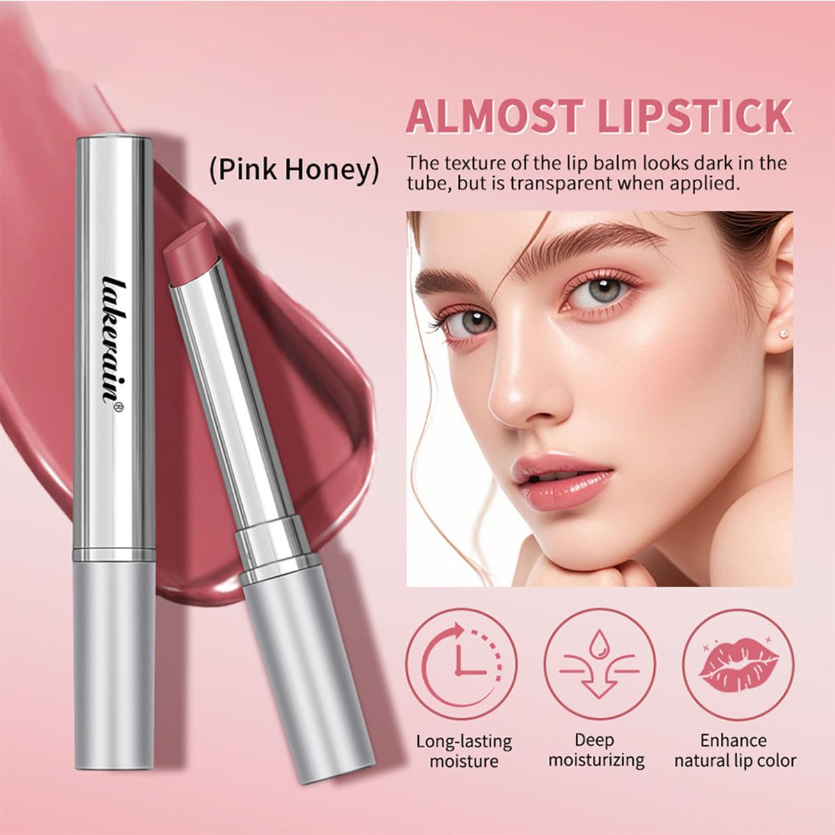 2 unidades de bálsamo labial teñido de miel, lápiz labial negro y rosa, bálsamo labial hidratante natural brillante negro transparente, maquillaje hidratante cuidado de labios para reparar 8